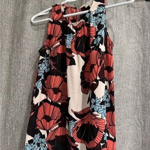 LOFT Floral Sleeveless Blouse - Red and Blue